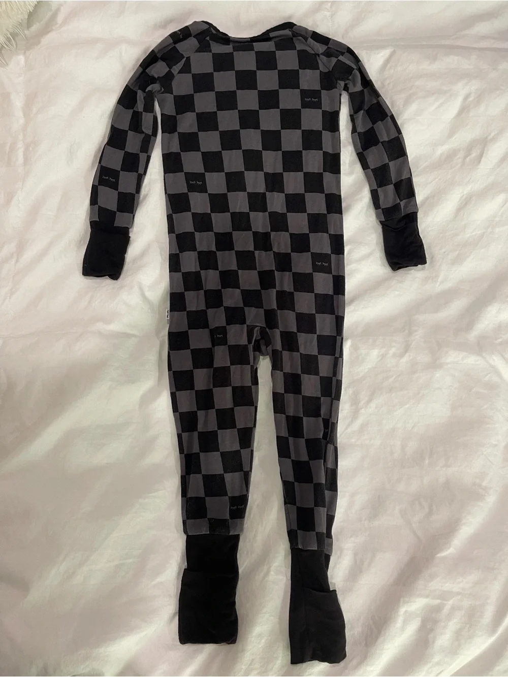 Little Sleepies race checkered long sleeve footie pajamas. Size 12-18mo